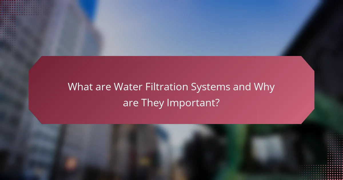 What are Water Filtration Systems and Why are They Important?